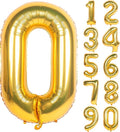 40 Inch Large Gold Number Balloons 0 Aluminum Foil Mylar Big Number Balloons 0-9 Suitable for Gold Birthday Parties, Weddings and Anniversary Photography
