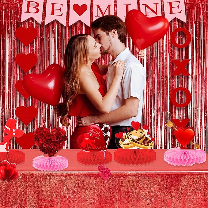 GREATRIL Red Party Table Cloth Disposable Tablecloth for Birthdays Party/Football/NYE/Valentines Ceremony Decorations Rectangle Tablecover 54'' x 108'' - 2 Packs