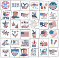 80PCS 4th of July Temporary Tattoos for Teenages & Adults, Patriotic Party Favors, USA Flag, Fireworks, Eagle, Statue of Liberty, Independence Day, Memorial Day, 4th of July Outfits for Women