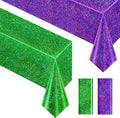 Purple & Green Holographic Laser Tablecloth 40" x 108" Iridescence Shiny Ocean Birthday Party Table Cloth Plastic Foil Table Cover For Halloween Under The Sea Baby Shower Party Supplies Table Decor