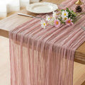 FEXIA Dusty Pink Cheesecloth Mothers Day Spring Table Runner 35x120 Inches Boho Gauze Table Runner for Wedding Party Baby Shower Engagement Decor