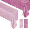 Pink & PalePink Holographic Tablecloth 40" x 108" Hot Pink Party Decoration Birthday Party Table Decor Iridescence Plastic Table Cloth for Baby Shower Bachelorette Party Supplies