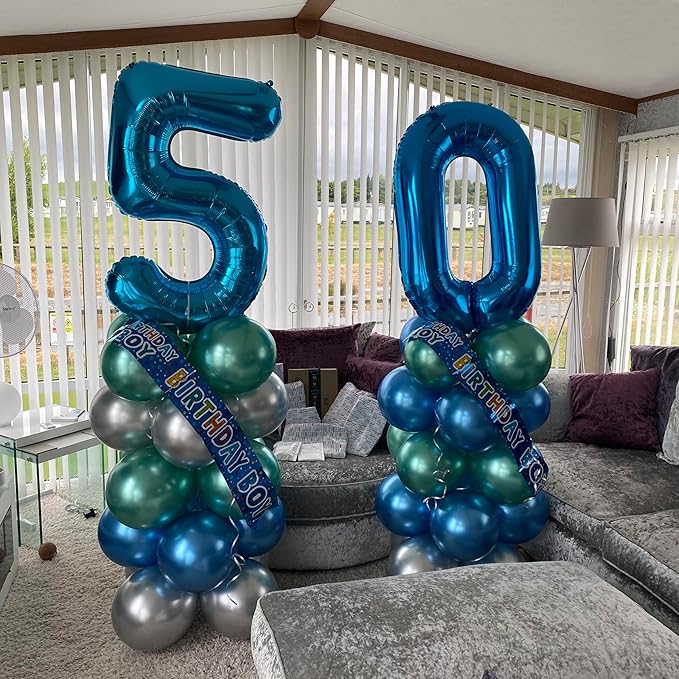 40 Inch Blue Number Balloon 1, Large Number Foil Balloons Mylar for Girl Boy Birthday Party Celebration Decorations Supplies, Digital Balloons for Wedding Anniversary Events Decorations