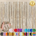 Champange Party Streamers Fringe Curtain 2Pack 3.3 x 8.3 Ft Foil Fringe Backdrop Curtains for Birthday Wedding Bridal Baby Shower Holiday Tinsel Streamers Party Decorations Door Streamer