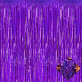 4 Pack 3.2Ft x 8.2Ft Purple Foil Fringe Curtain Backdrop, Metallic Tinsel Foil Fringe Streamers Curtains Background for Photo Booth, Birthday, Wedding, Disco, Bachelorette, Christmas Party Decoration