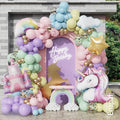 Pastel Unicorn Balloon Arch Kit, 156pcs Macaron Rainbow Balloons with Large Size Castle Unicorn Themed Foil Balloons for Girls Birthday Party Decorations Fairy Baby Shower Party Supplies