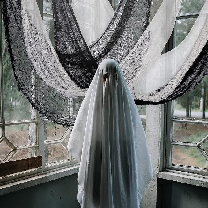 Watayo 8 Pack Halloween Creepy Cloth, 72 x 30 Inch Scary Spooky Fabric Cloth, Halloween Stretch Spider Web Weave Creepy Gauze for Party Haunted House Decor