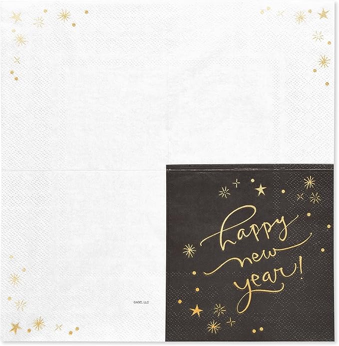 American Greetings 50-Count 5 in. x 5 in. Beverage Napkins, Kathy Davis New Years Eve Party Supplies