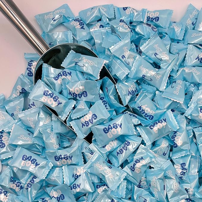 Baby Boy Buttermints - 100 Count - Baby Shower Blue Butter Mints Individually Wrapped - Baby Shower Candy - Perfect For Gender Reveal Parties, Hospital Goodie Bags, Welcome Baby Parties, And More