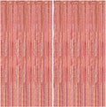 2 Pack 3.3 x 8.2 ft Tinsel Foil Fringe Backdrop Curtain, Upgraded Rose Gold Glitter Metallic Streamers, Party Photo Curtains Backdrop for Birthday Wedding Bride Prom Bachelorette Party Decor