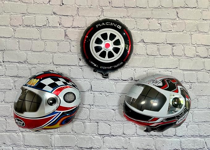 Motorcycle Dirt Bike and Helmet Balloons | Birthday Party Supplies and Decorations | Birthday Parties Celebration Baby Shower Gender Reveal