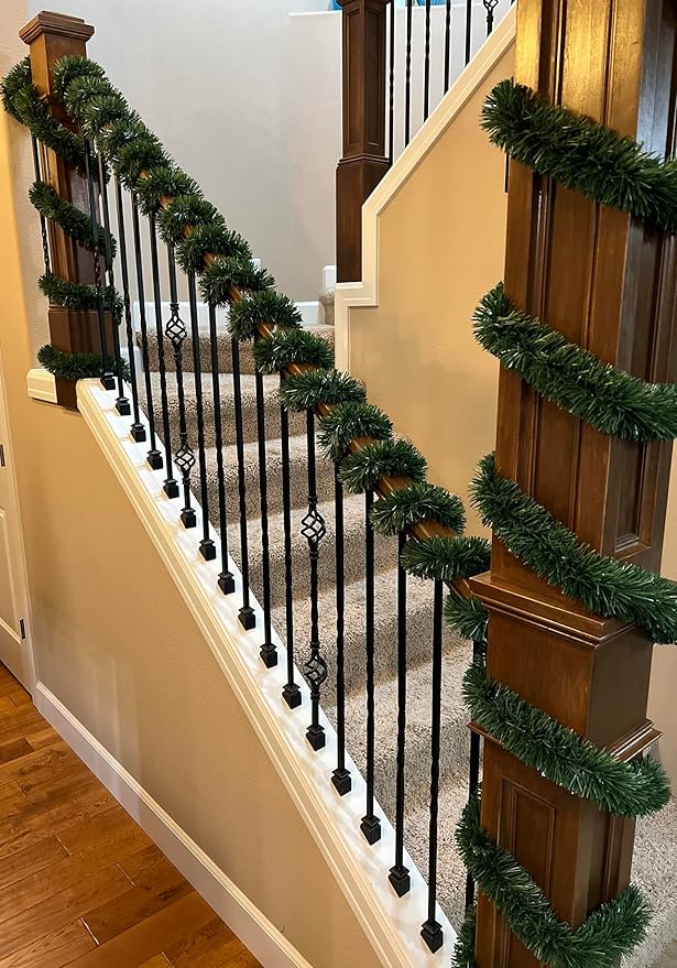 50 Foot Garland for Christmas Decorations - Non-Lit Soft Green Holiday Decor for Outdoor or Indoor Use - Premium Quality Home Garden Artificial Greenery, or Wedding Party Decorations(1, 50 FT Premium)