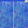 4 Packs Blue Foil Fringe Curtain, Navy Blue Metallic Tinsel Backdrop for Birthday, Wedding, Baby Shower, Bachelorette, Graduation, Galaxy Space Party Decorations Supplies