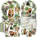 Pickmesh 250 Pcs Jungle Birthday Party Supplies Decorations Serve 50 Safari Animals Disposable Paper Plates Napkins and Cups Jungle Wild Animals Zoo Safari Baby Shower Birthday Wedding Party Supplies