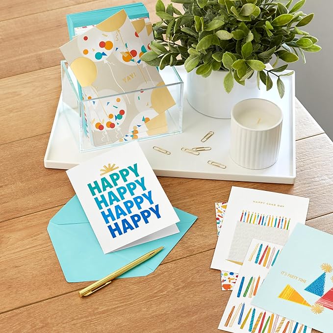 Hallmark Birthday Cards Assortment, 36 Cards with Envelopes (Party Time)