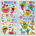 72 PCS Cinco De Mayo Decorations, 9 Sheets Cinco De Mayo Window Clings, Double-Sided Mexican Stickers with Tacos Guitars Cactus Peppers Designs, Fiesta Party Decor for Window Glass Home Store