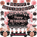 DARUNAXY Rose Gold Retirement Decorations for Women, Happy Retirement Banner, Pink Officially Retired Hanging Swirl The Legend Has Retired Sash Tissue Paper Pom Poms Party Supplies(31PC)