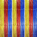 3 Pack 3.3 x 8.2 ft Blue Red Gold Foil Fringe Backdrop Curtains, Tinsel Streamers Party Decorations, Fringe Backdrop, Door Shimmer for Birthday Party
