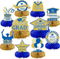 10PCS Graduation Decorations Class of 2025 Centerpieces, Congrats Grad Honeycomb Table Toppers for Graduation Party Favors, 2026 Party Decorations (10PCS, Blue & Gold)