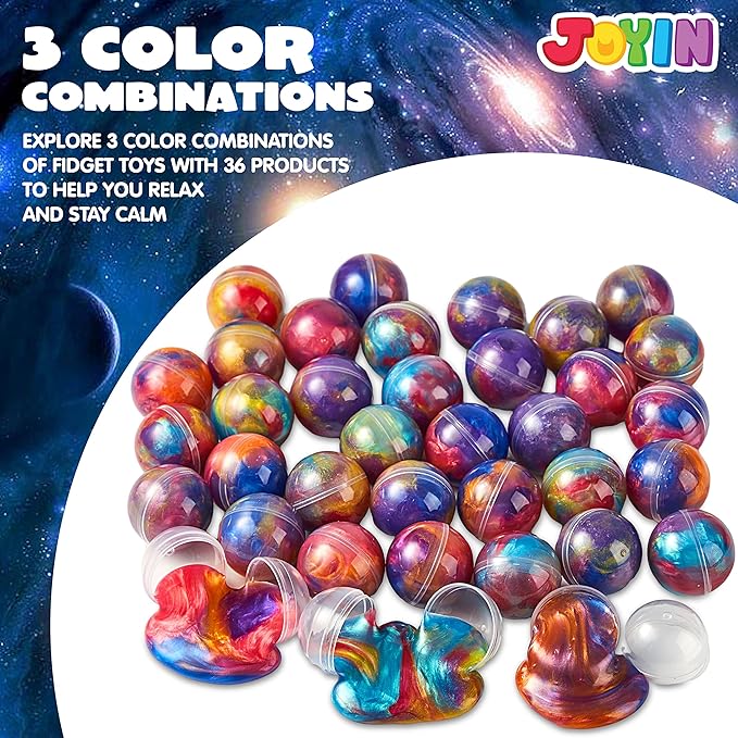 JOYIN Easter Slime Party Favors, 36 Pack Galaxy Slime Ball- Stretchy, Non-Sticky, Mess-Free, Stress Relief, and Safe - Toys for Girls and Boys - Classroom Reward, Party Supplies, Valentines