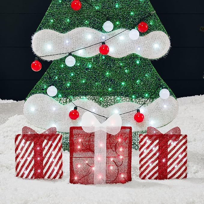 Best Choice Products 6ft Lighted 2D Christmas Tree Outdoor Décor, Large Holiday Yard Decoration w/ 170 Twinkling LED Lights, Storage Bag - Red