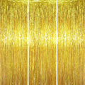 3.3 x 6.6 ft Foil Fringe Backdrop Curtains, Tinsel Streamers Party Decorations, Fringe Backdrop for Birthday, Baby Shower, Gender Reveal, Graduation (3, Gold)