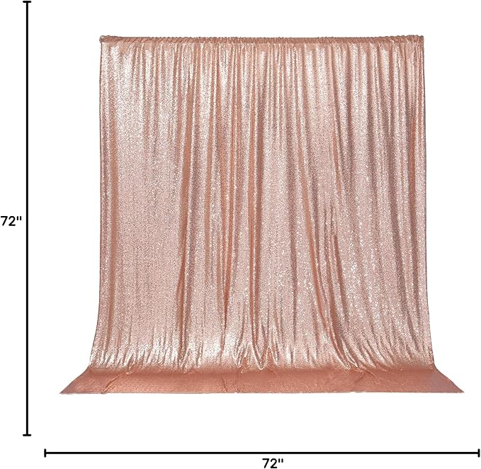 PartyDelight Rose Gold Sequin Backdrop 6x6ft - High Density 3mm Shimmer Sequin Background with 4-Inch Rod Pocket Sparkly Photography Curtain for Birthday, Wedding, Bridal Shower & Live Decor