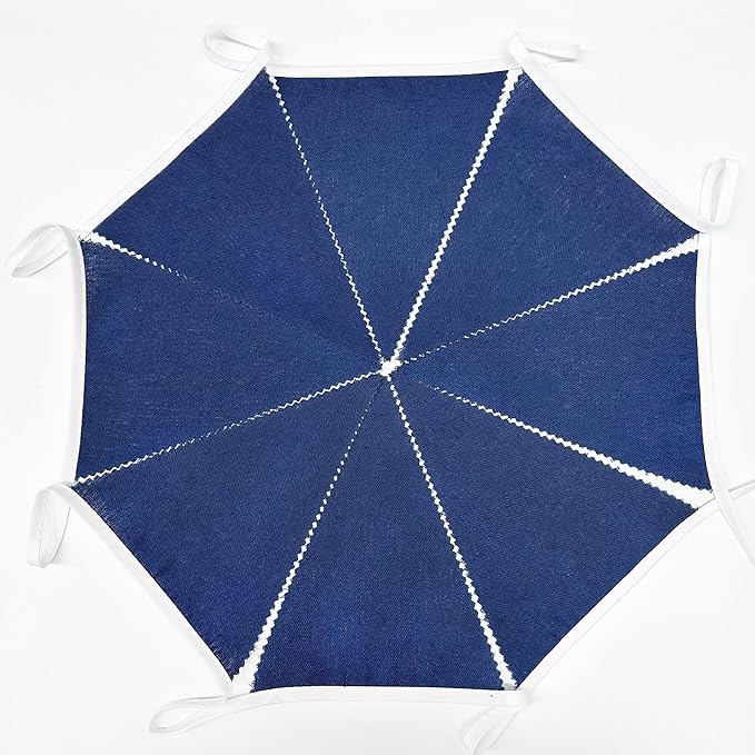 46Ft Blue Party Decorations Deep Blue Nautical Burlap Banner Triangle Pennant Flag Linen Garland Streamers for Vintage Nautical Birthday Wedding Rustic Summer Baby Shower Graduation Party Decorations