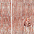 3 Pack 3.3 x 9.9 ft Rose Gold Foil Fringe Backdrop Curtain, Streamer Backdrop Curtains, Streamers Birthday Party Decorations, Tinsel Curtain for Parties, Galentines Decor, Photo Booth