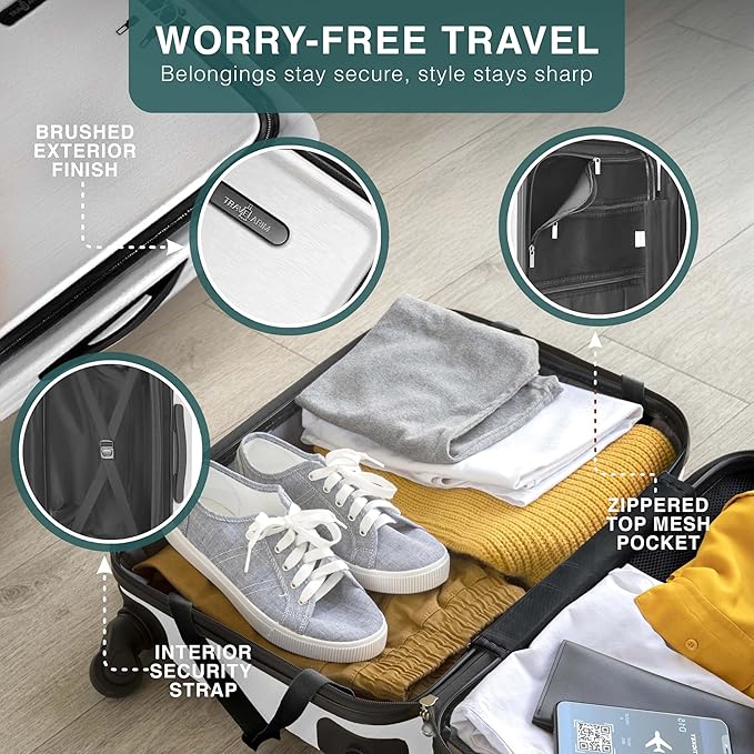 TRAVELARIM Luggage Sets 2 Piece, 24 Inch Suitcase and 28 Inch Luggage with Spinner Wheels, Durable Hard Shell Suitcase Set, Expandable Travel Suitcases with Wheels, White