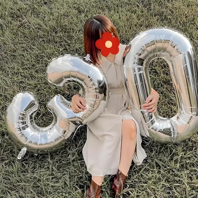 Balloon Numbers 40 Inch 5 Ballon for 5th Birthday Decorations, 15 25 35 50 Big Silver Number Balloons for Wedding Photo Shoot Party Decor