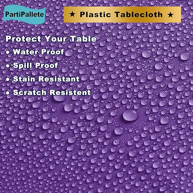 3-Pack Premium Plastic Violet Tablecloth Disposable 54" x 108" Rectangle Table Cover Party Pale Pastel Violet Table Cloths for Parties Birthday Wedding Engagement Bridal Shower Banquet