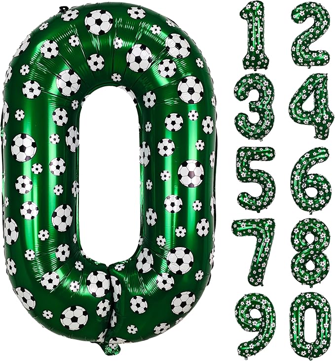 40 Inch Soccer Number 0 Balloons Large Foil Balloon Number 0 Birthday Deco World Cup Sports Soccer Theme Decoration For Soccer Party And Boy'S Birthday