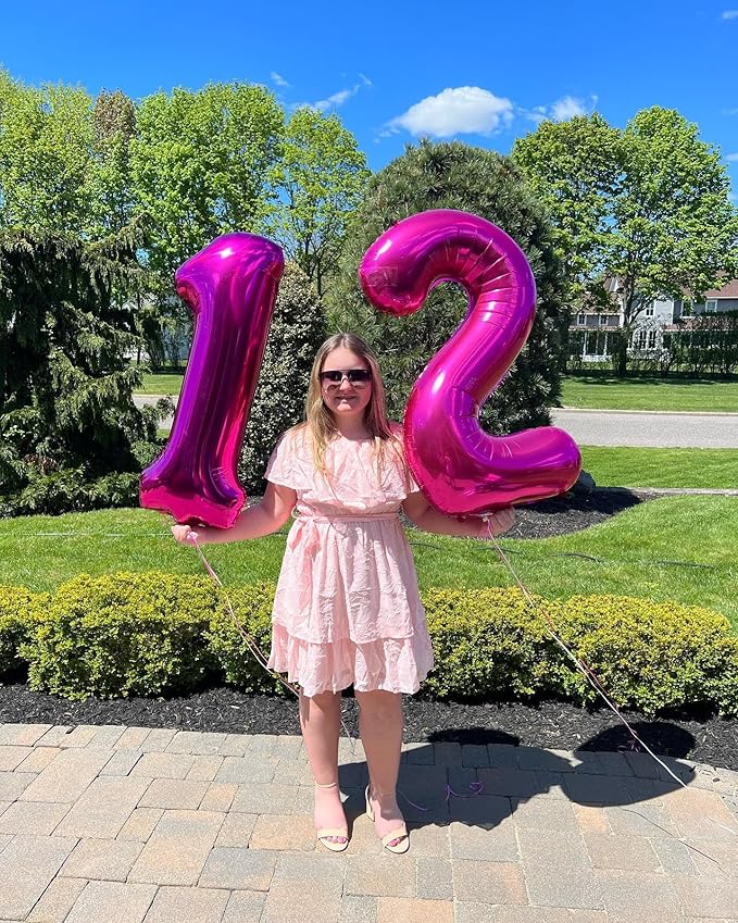Hot Pink Number 14 Balloons 40 inch, 14 Number Balloons, 14th Birthday Decorations for Girls 14 Year Old Hot Pink Party Supplies