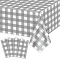 4 Pack Grey Gingham Tablecloths, Grey and White Checkered Tablecloths 86 x 51 Inches Gingham Tablecovers Rectangular Waterproof Picnic Table Covers for Birthday Party Supplies