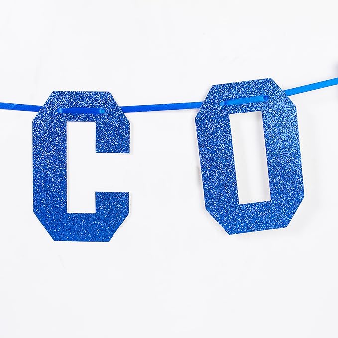 Gexolenu Blue Class of 2025 Graduation Theme Party Decoration Banner, Congrats Grad, Black Glitter Graduation, 2026 Black Congratulations Grad Party Decorations