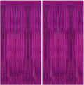 2 Pack 3.3 x 8.2 ft Tinsel Foil Fringe Curtain Backdrop, Upgraded Purple Glitter Metallic Streamers Backdrop Curtains for Birthday, Mermaid, Butterfly, Star, Space Galaxy Themed Party Decorations