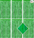 6 Pack Green Foil Curtain Backdrop 3.2ft x 6.6ft Metallic Tinsel Fringe Backdrop Curtains Streamer Photo Booth Backdrop for Birthday Engagement Bachelorette Christmas Holiday Party Decorations