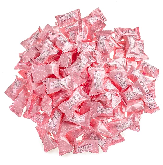 Candy Envy - Baby Girl Buttermints - 10 Bags Casepack with Approximately 100 Mint Per Bag - Baby Shower Favors
