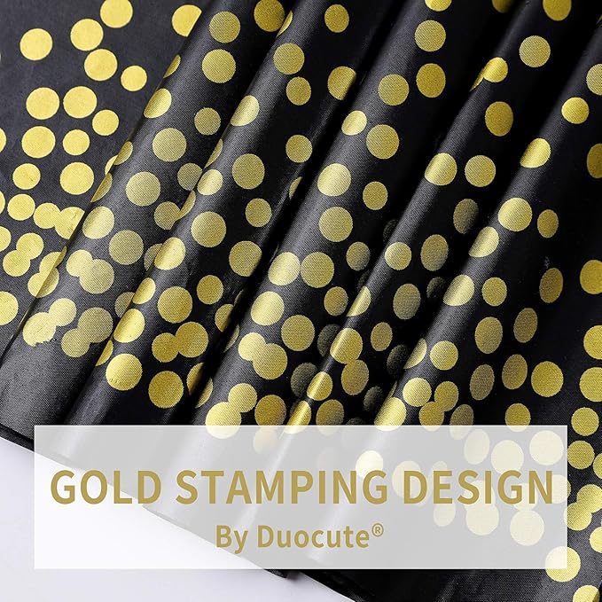 108"x54" 4 Packs Black and Gold Disposable Party Tablecloth for Rectangle Table, Gold Stamping Dot Confetti Rectangular Plastic Table Cover, for Graduation, Birthday, New Year Eve 2026