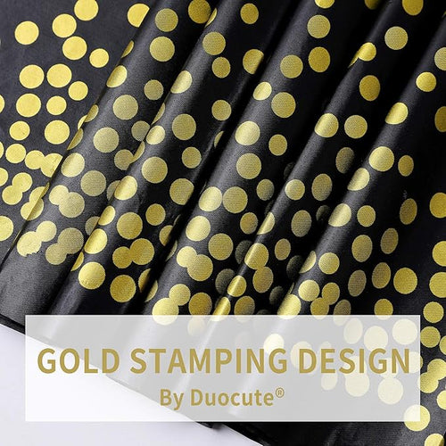 108"x54" 4 Packs Black and Gold Disposable Party Tablecloth for Rectangle Table, Gold Stamping Dot Confetti Rectangular Plastic Table Cover, for Graduation, Birthday, New Year Eve 2026
