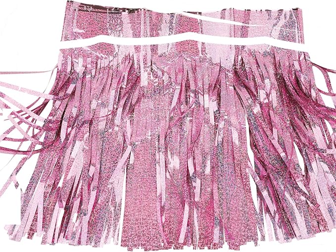 3 Pack Total 30 Feet Foil Fringe Garland Lilac Purple Metallic Wall Hanging Drapes Tassel Skirting Tinsel Streamers for Parade Float Trailer Birthday Wedding Party (Iridescent Purple)