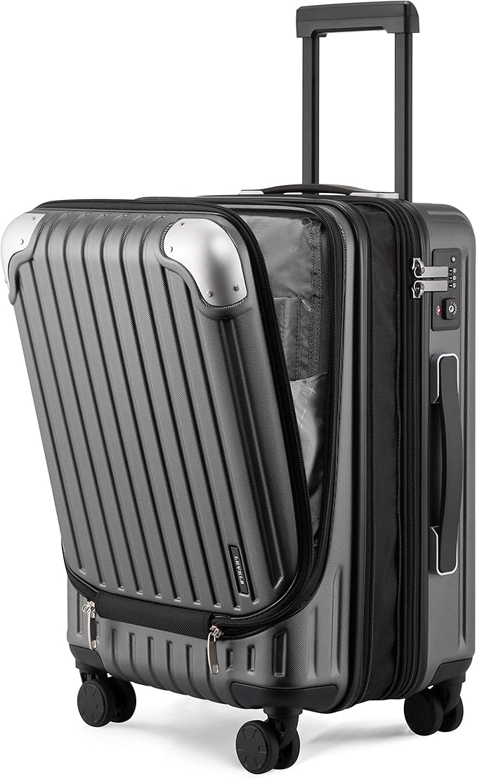 LEVEL8 Grace Carry on Luggage, 20 Inch Expandable Hard Shell Suitcase with Wheels, Abs+Pc Harshell Spinner Luggages with Tsa Lock, Travel Bag for Women Men, Grey