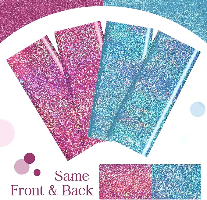 Sparkling Holographic Laser Tablecloth - Shimmering, Waterproof, Easy to Clean - Ideal for Bachelorette, Birthday, Wedding, and Anniversary Party Decorations (Pink & Light Blue, 2)