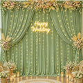 20x10FT Sage Green Backdrop Curtains with Lights for Parties,Wrinkle Free Wedding Photo Backdrop Curtains for Baby Shower Birthday Ceremony Reception Home Party Decorations-5ft x 10ft,4 Panels