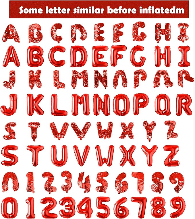 Happy Birthday Balloon Banner Custom Phrase Balloons letter 16 inch Personalized Alphabet Letters Foil Mylar Balloons (Red)