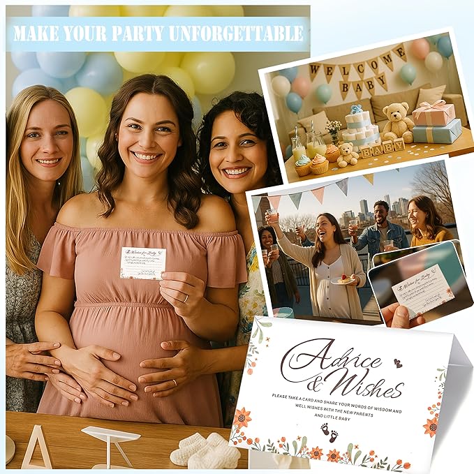 Shower Advice Cards For Parents To Be, Advice For New Parents Shower, Shower Decorations Girl, Wishes For Cards For Shower Games Boy, Advice And Wishes Box, Style-A