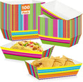 100 Pcs Cinco De Mayo Nacho Trays, Fiesta Paper Serving Trays Colorful Mexican Stripe Design, Disposable Mexican Theme Party Decor, Kitchen Dinnerware for Fiesta Birthday Carnival Party Supplies