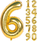 40 Inch Large Gold Number Balloons 6 Aluminum Foil Mylar Big Number Balloons 0-9 Suitable for Gold Birthday Parties, Weddings and Anniversary Photography