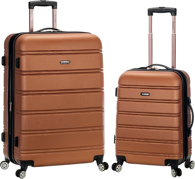 Rockland Melbourne Hardside 2 Piece Expandable Spinner Wheel Luggage Set, (20"/28"), Brown